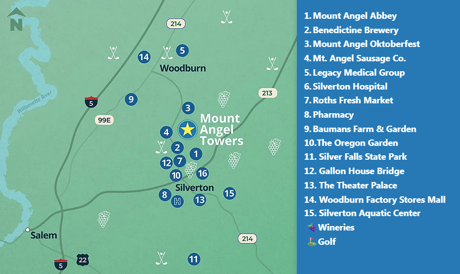Things to Do Near Mount Angel, Oregon — Map & Guide