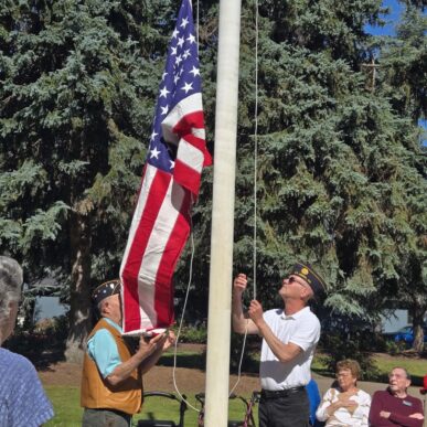 Senior living are enjoying the celebration of Flag Day together